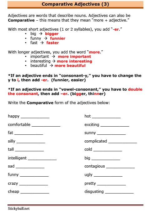 comparative grammar exercises